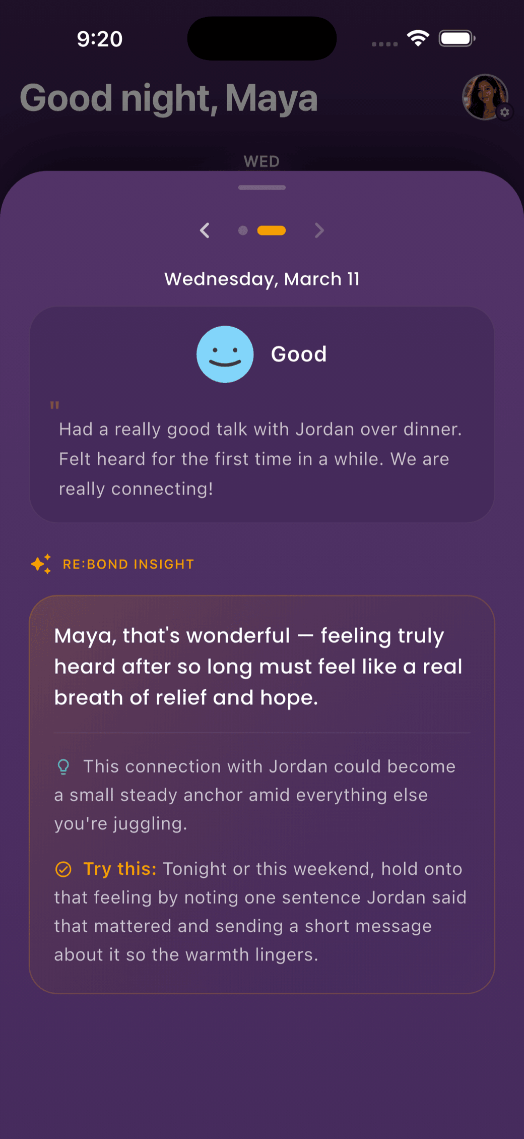 Personalized AI response to check-in